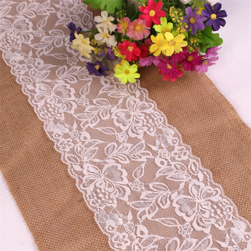 Table Runner Lace Jute Linen