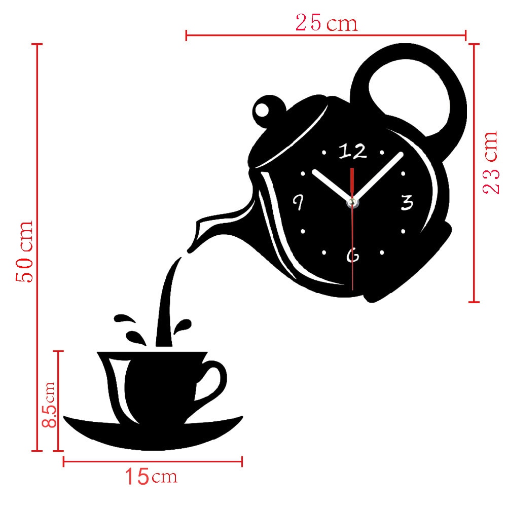 Decorative Wall Clocks Teapot Cup Decor