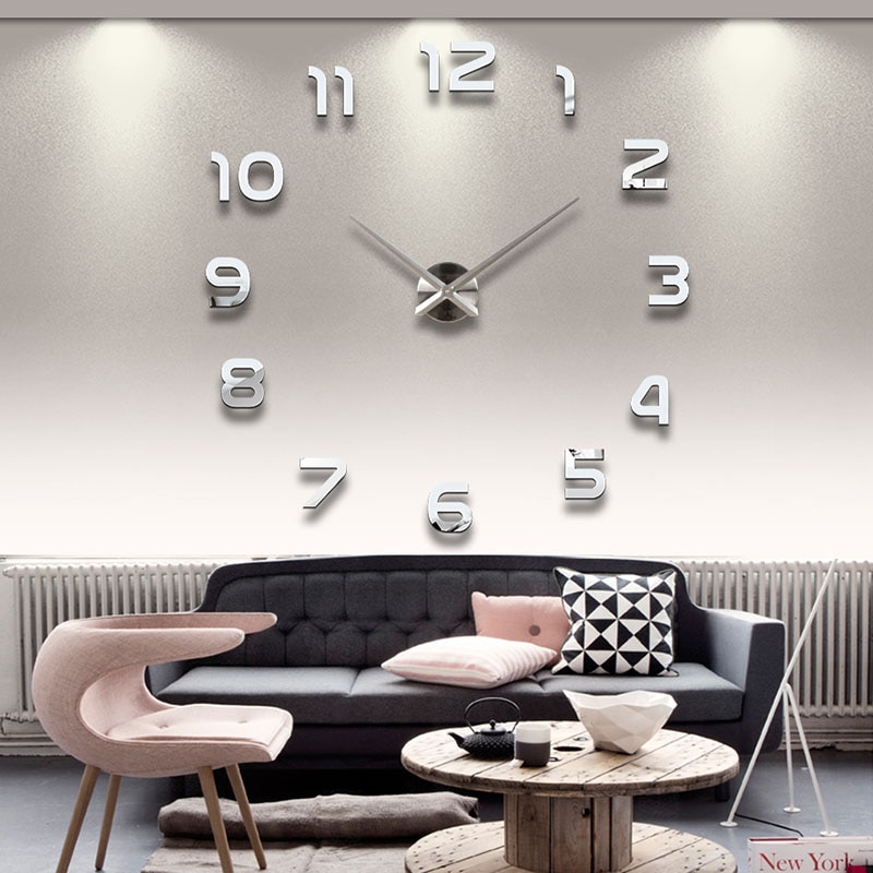 Mirrored Wall Clock Home Decor Stickers