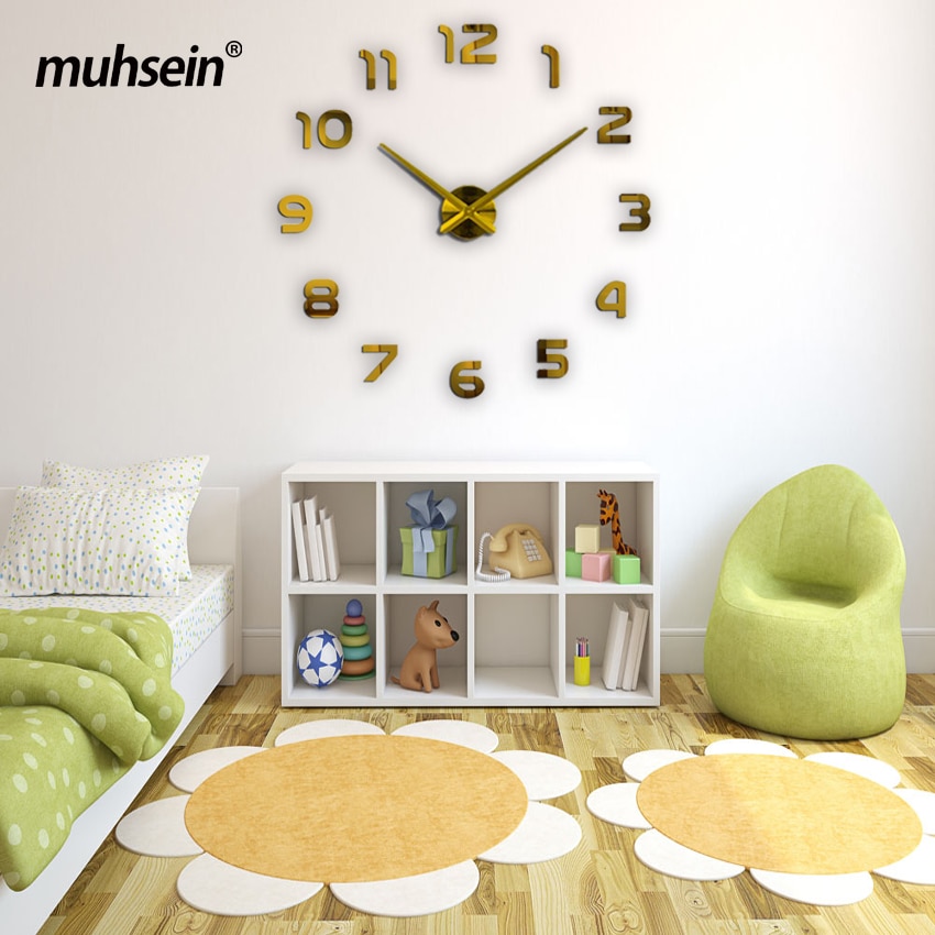 Mirrored Wall Clock Home Decor Stickers