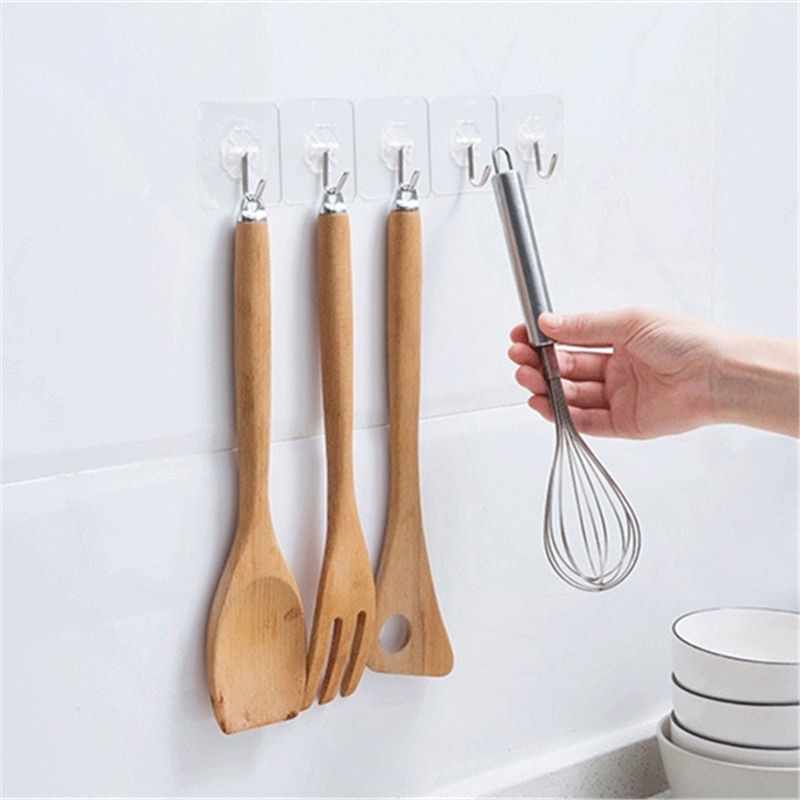 Adhesive Wall Hooks Transparent Hooks (10pcs.)