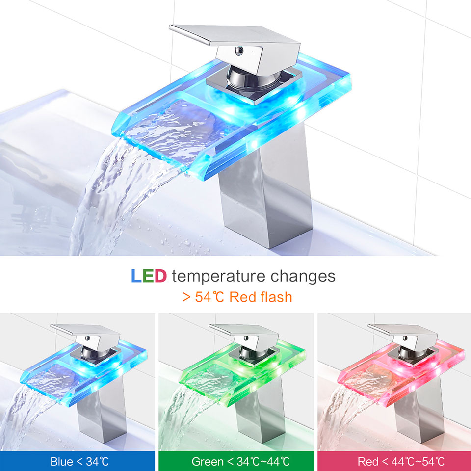 Waterfall Faucet LED Colour Changing Tap
