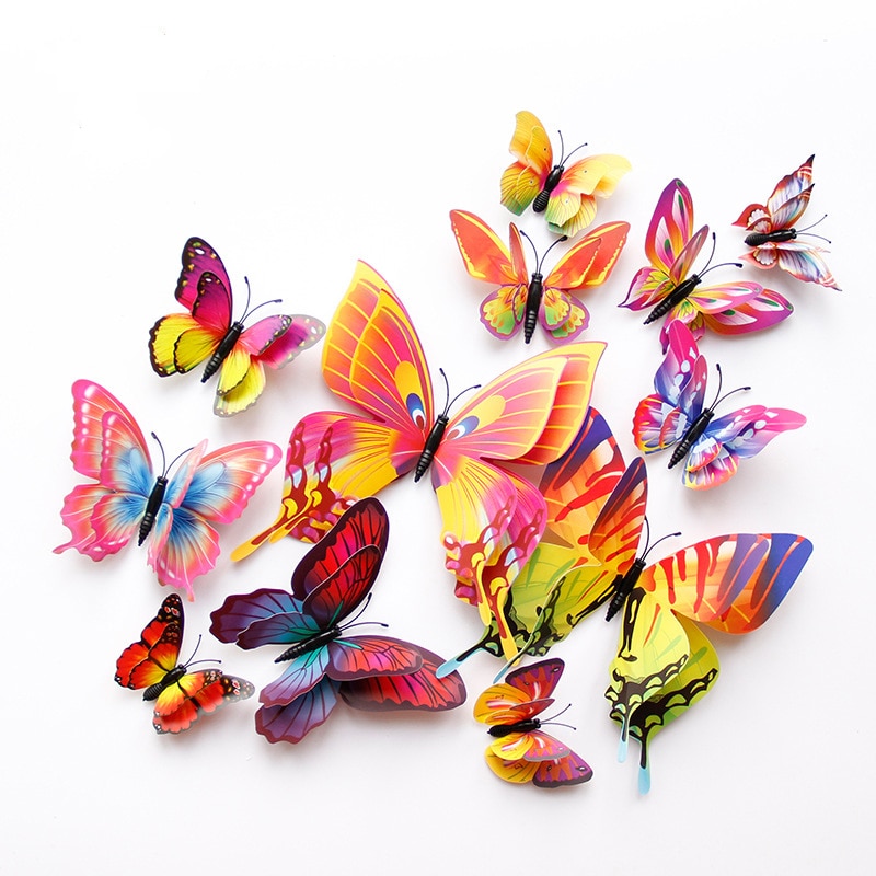 PVC 3D Butterfly Wall Decor 12pcs