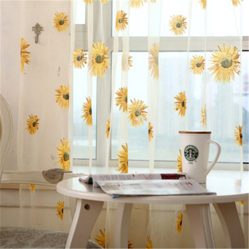 Sheer Sunflower Curtain Window Valance