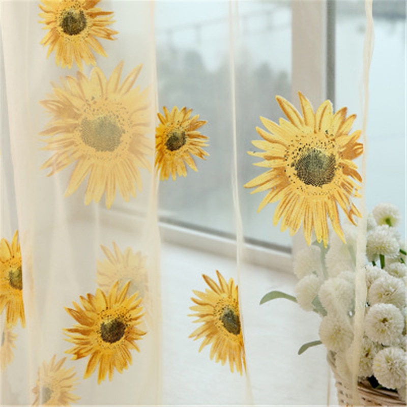 Sheer Sunflower Curtain Window Valance