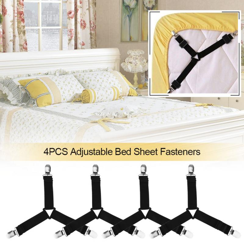 Bed Sheet Straps Elastic Bed Sheet Clips (4Pcs)