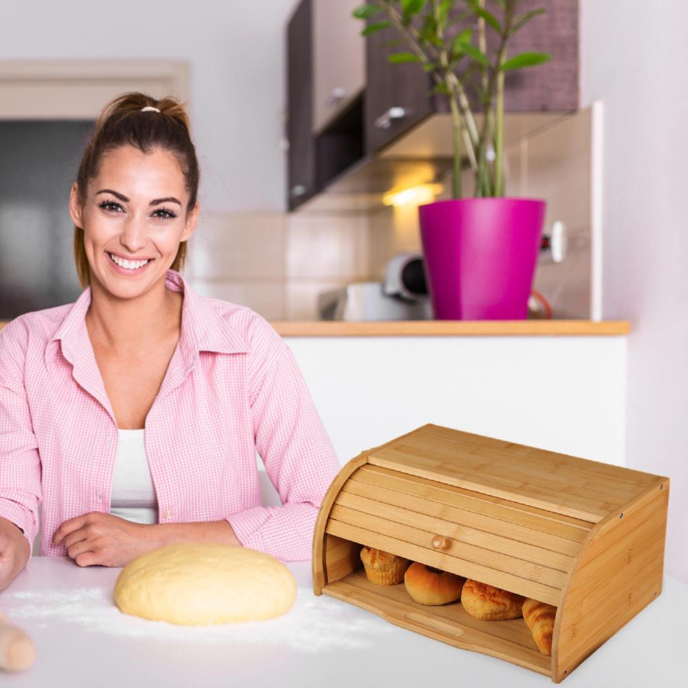 Bamboo Wood Bread Bin Box