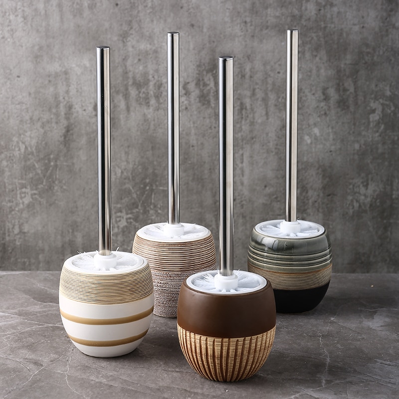 Ceramic Toilet Brush Holder with Brush Set