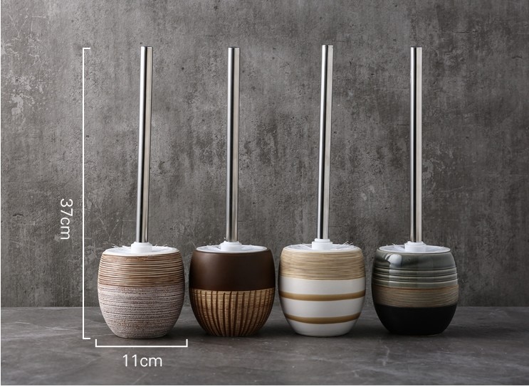 Ceramic Toilet Brush Holder with Brush Set