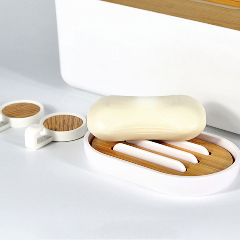 Bamboo Soap Dish Rack Container with Lid