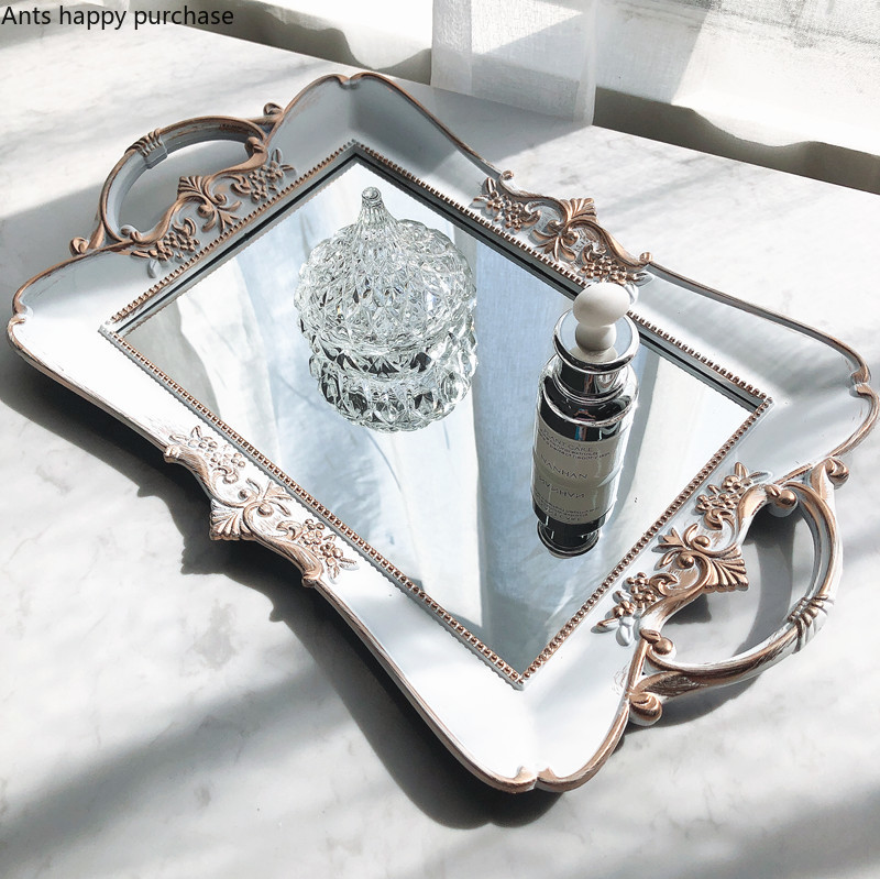 Mirrored Serving Tray Metal Material