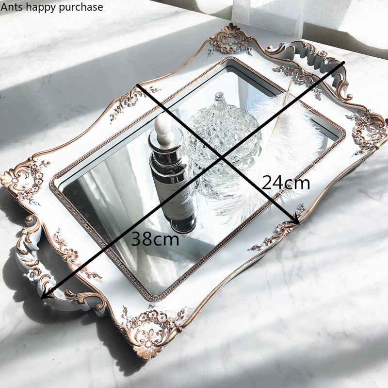 Mirrored Serving Tray Metal Material