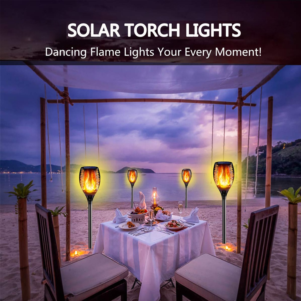 Solar Flame Torch Garden LED Lamp
