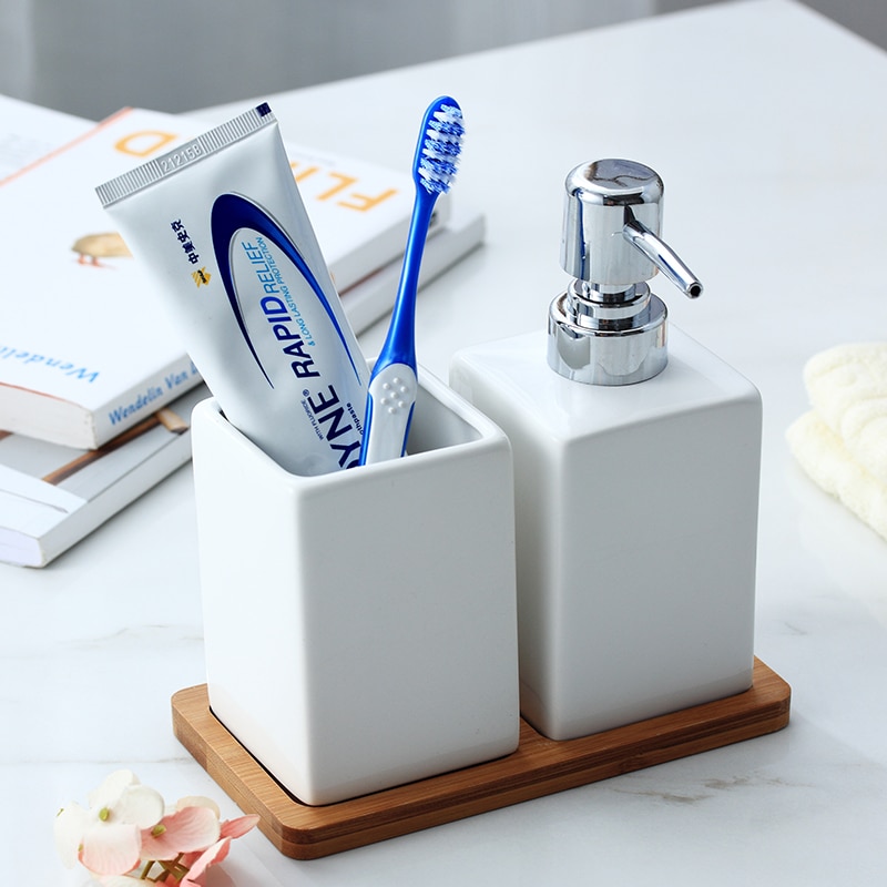 Ceramic Soap Dispenser with Tray