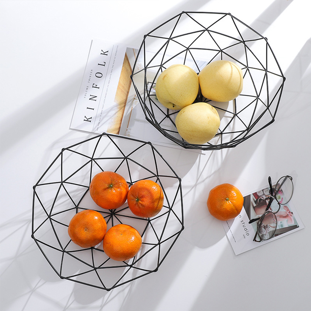 Metal Fruit Basket Geometric Style