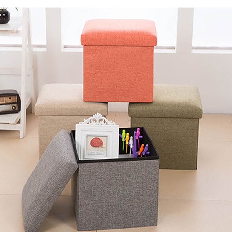 Ottoman Storage Box Folding Stool