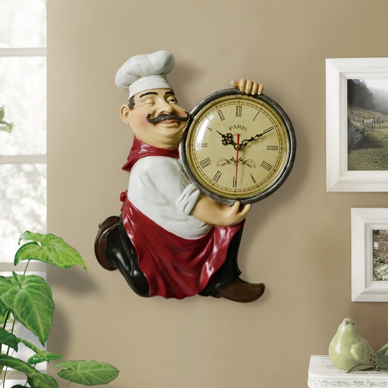 Vintage Wall Clock Chef Design