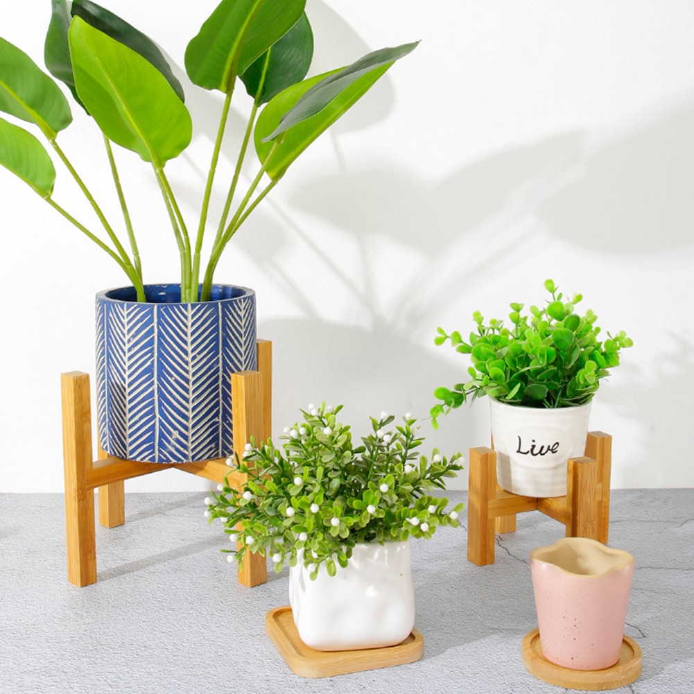 Plant Pot Stand Wooden Rack
