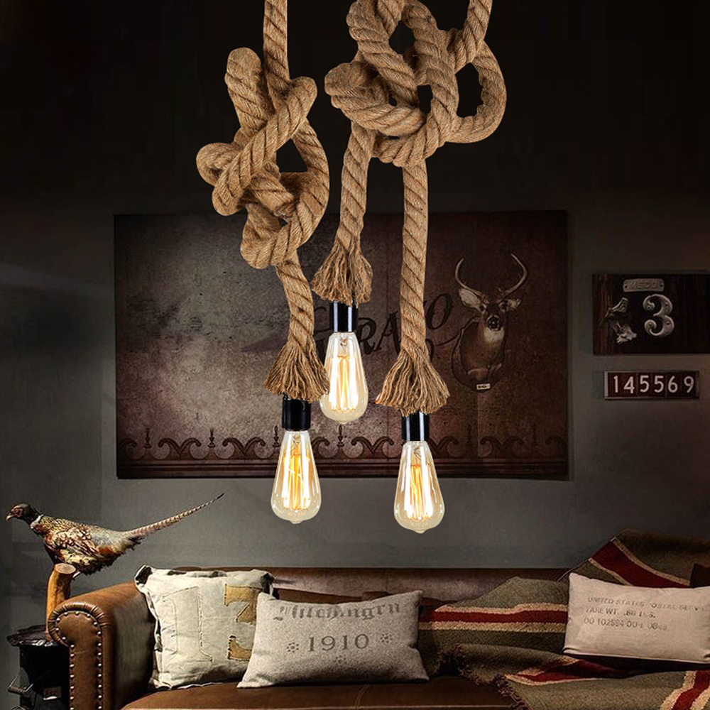 Pendant Lamp Vintage Hanging Rope