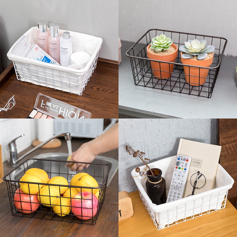 Wire Storage Basket Metal Tray