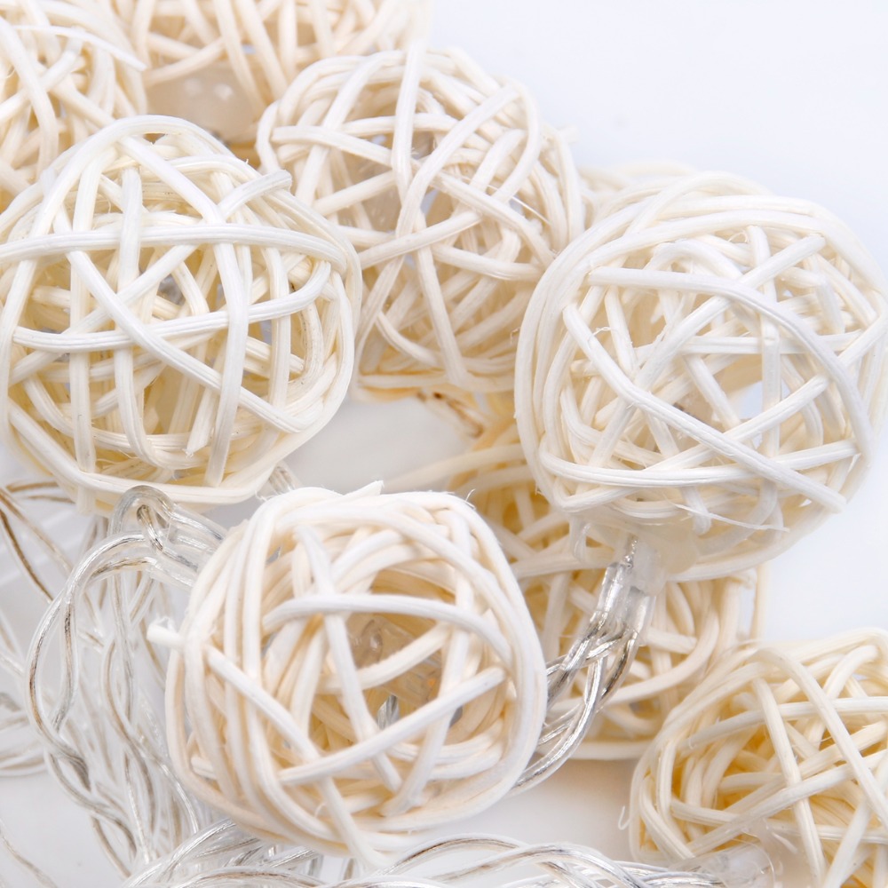 Rattan Ball String Lights Decorations (Set of 20)