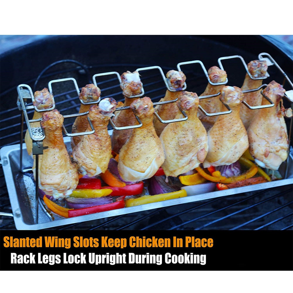 Stainless 14 Slot Chicken Leg Rack