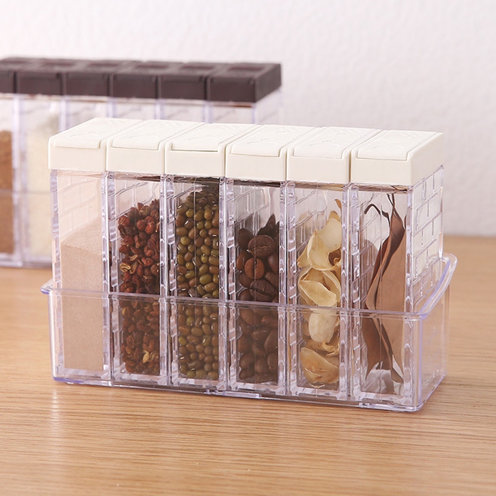 Spice Containers Set with Tray (6Pcs)