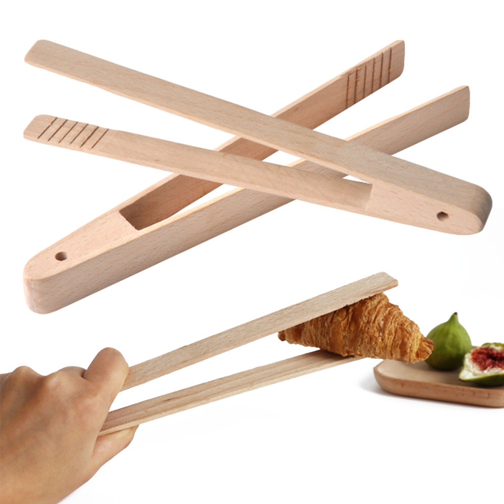 Wooden Bamboo Bread Tongs
