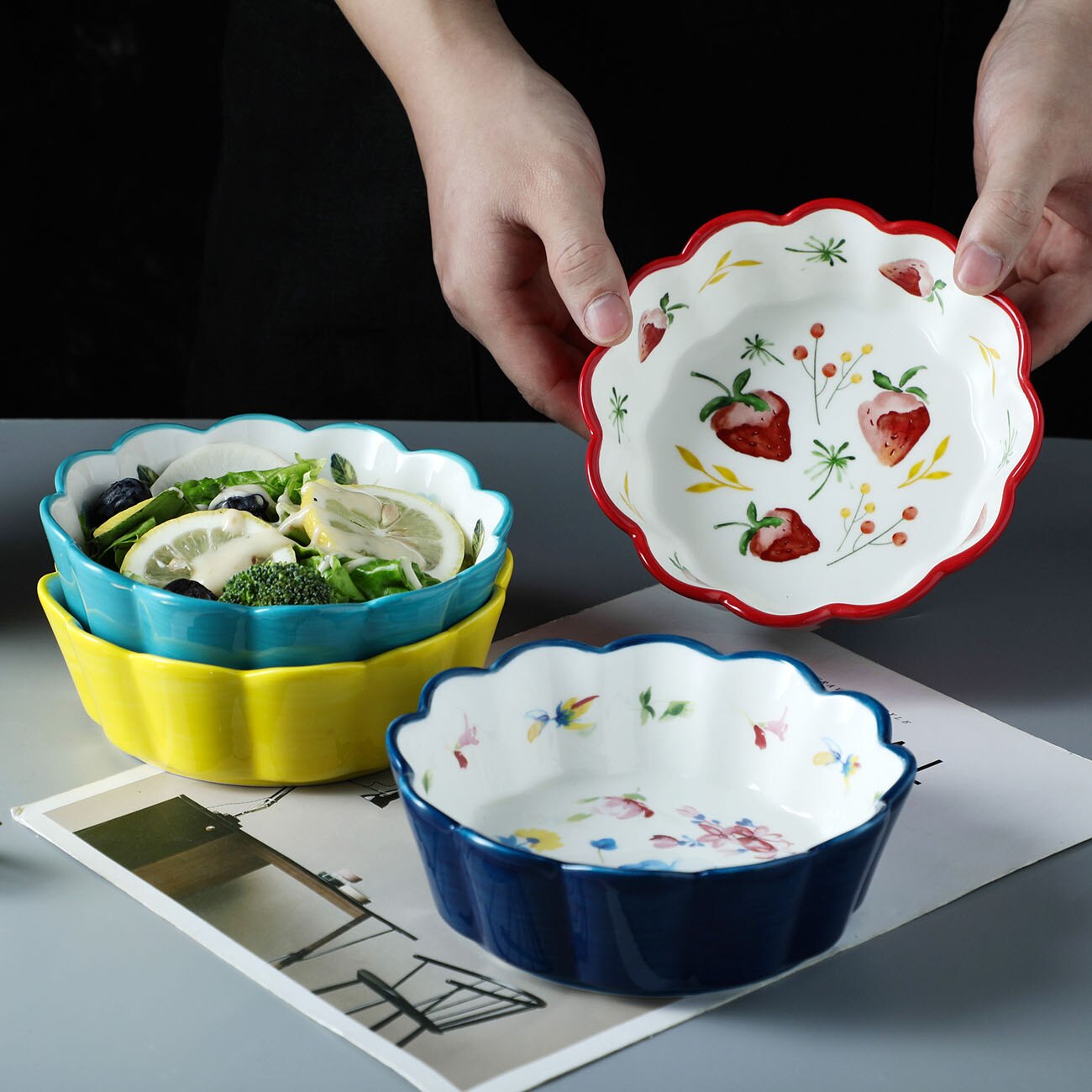 Ceramic Salad Bowl Dainty Kitchenware