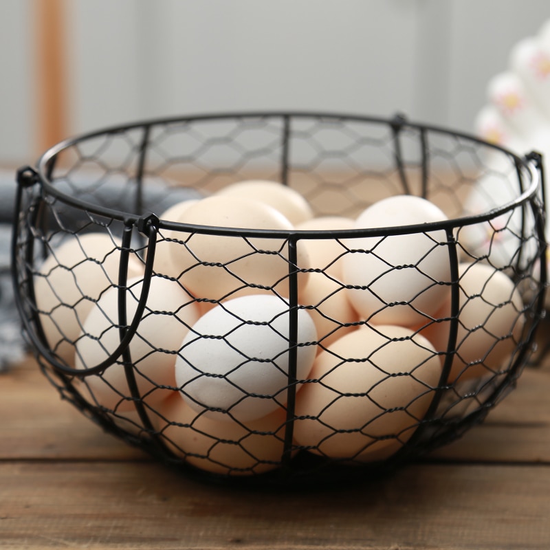 Hen Egg Holder Iron Basket with Ceramic Cover