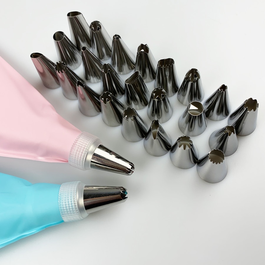 Reusable Pastry Bags with Nozzles Set