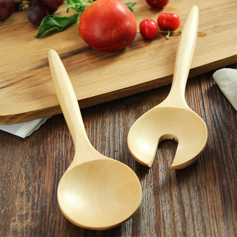 Salad Tossers Wooden Utensils (2pcs)