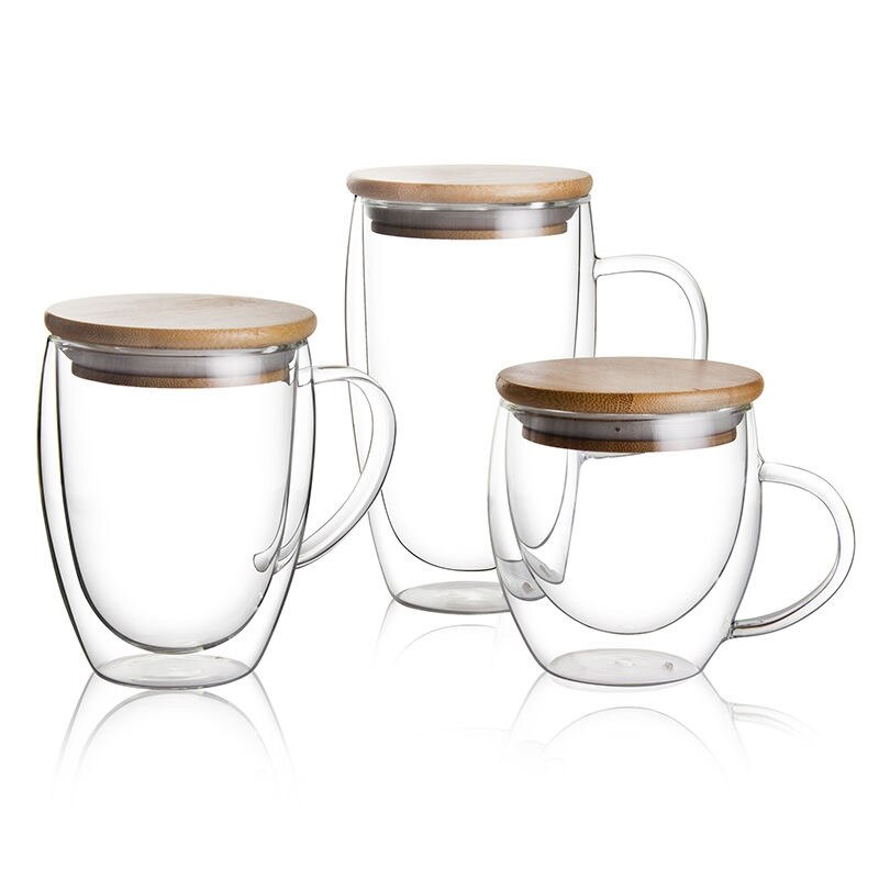 Double Wall Glass Cup with Lid