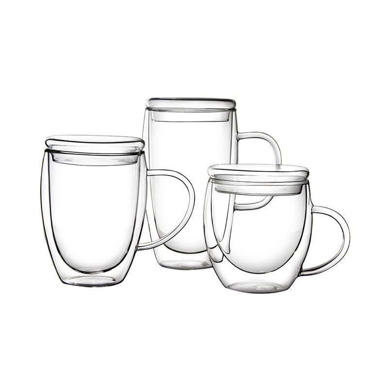 Double Wall Glass Cup with Lid