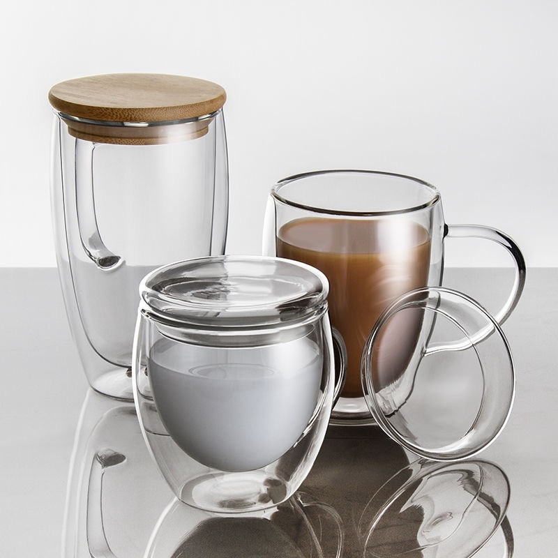 Double Wall Glass Cup with Lid