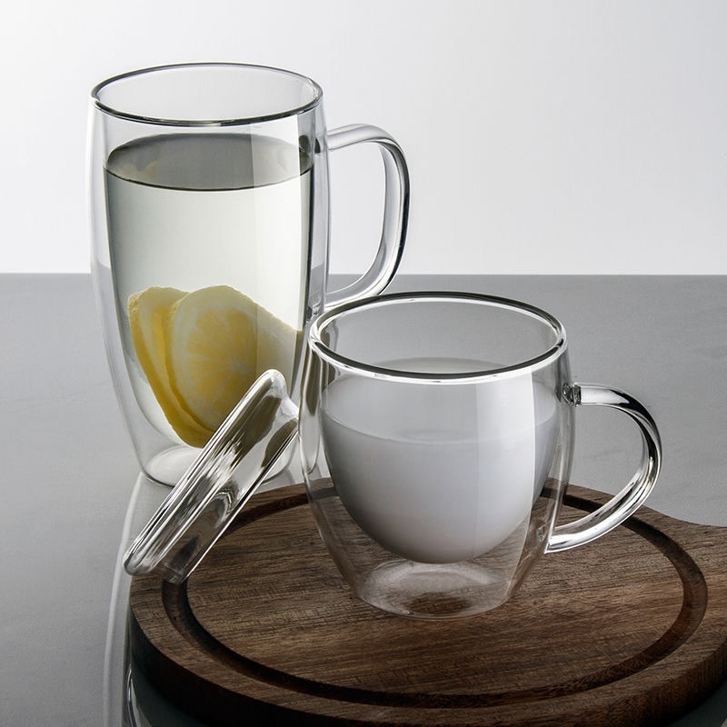 Double Wall Glass Cup with Lid