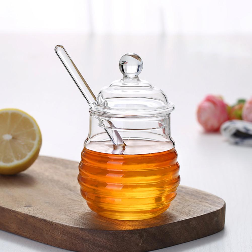 Glass Honey Jar with Glass Honey Dipper