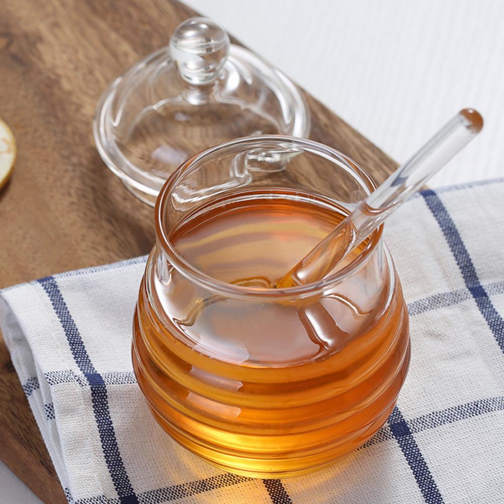 Glass Honey Jar with Glass Honey Dipper