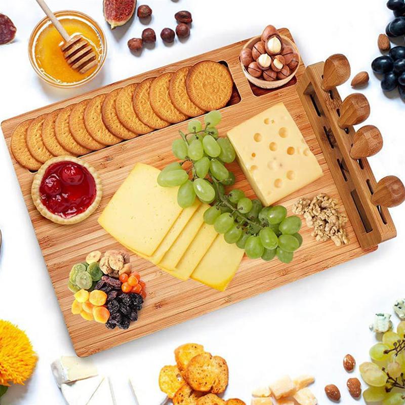 Wood Cheese Board Knife Cutlery Set