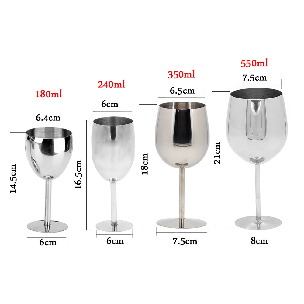 Metal Wine Glasses Stainless Steel (2 Pcs)
