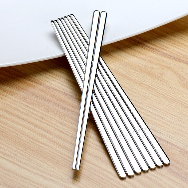 Korean Flat Chopsticks Stainless Utensils