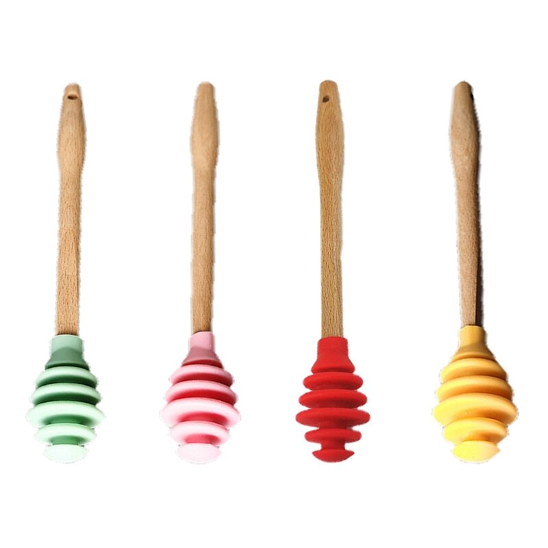 Honey Wood Stick Silicone Dipper