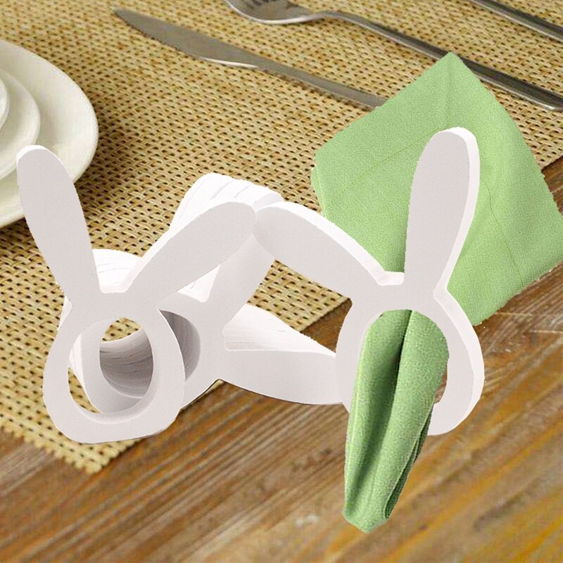 Bunny Napkin Rings Wood Holders (2pcs)