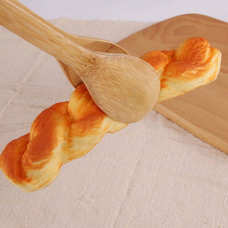 Wooden Salad Tongs Silicone Handle