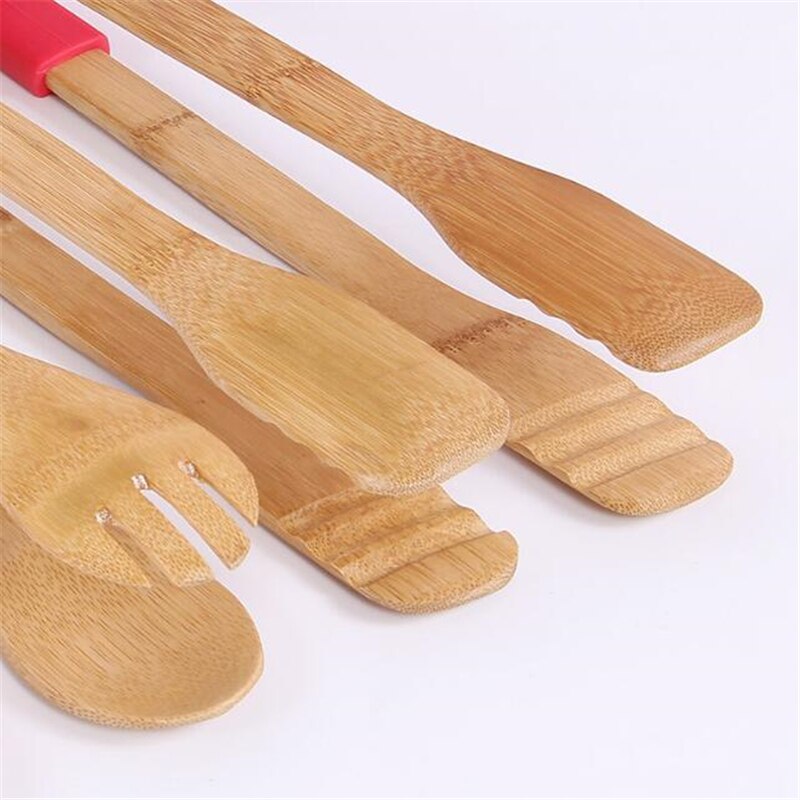 Wooden Salad Tongs Silicone Handle