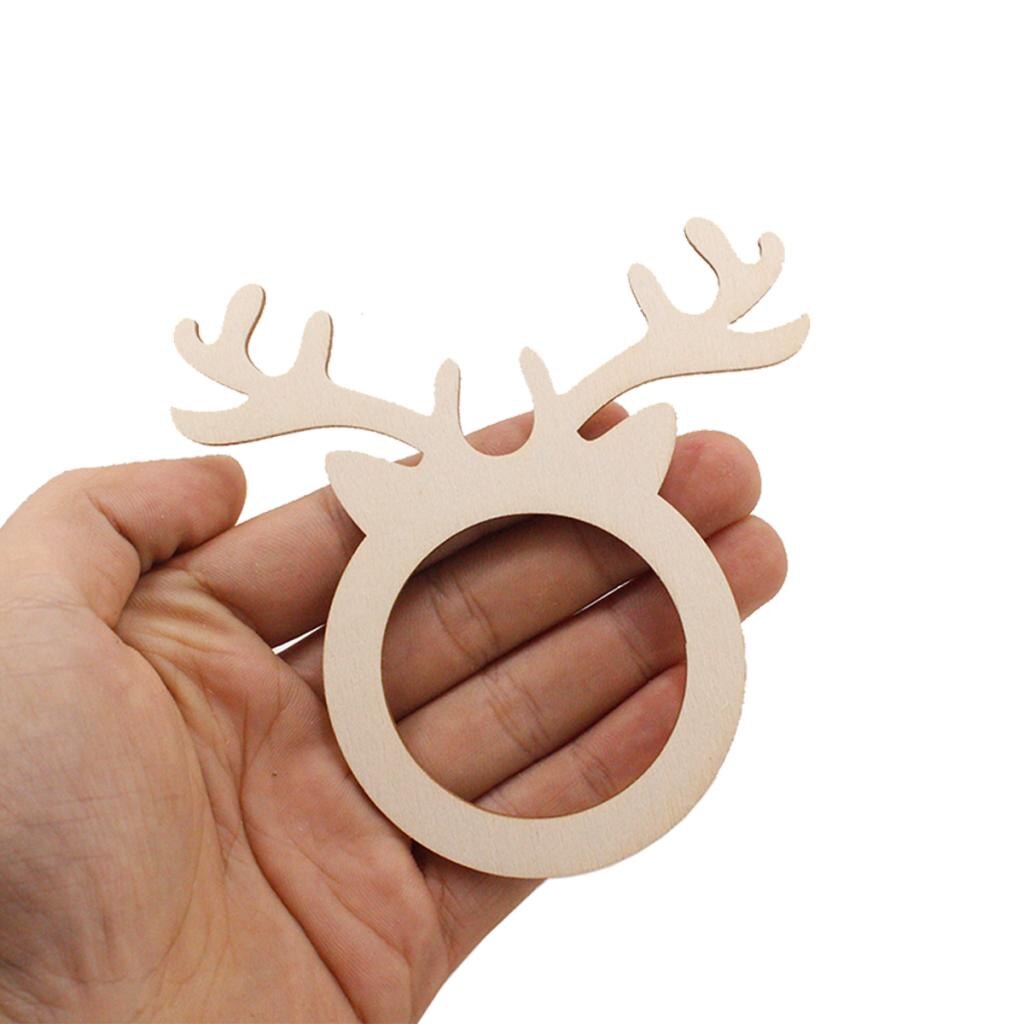 Wooden Napkin Rings Deer Design (10pcs)