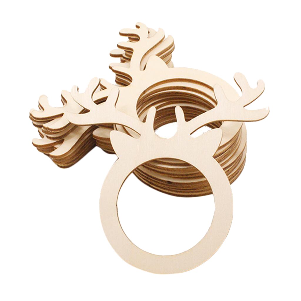 Wooden Napkin Rings Deer Design (10pcs)