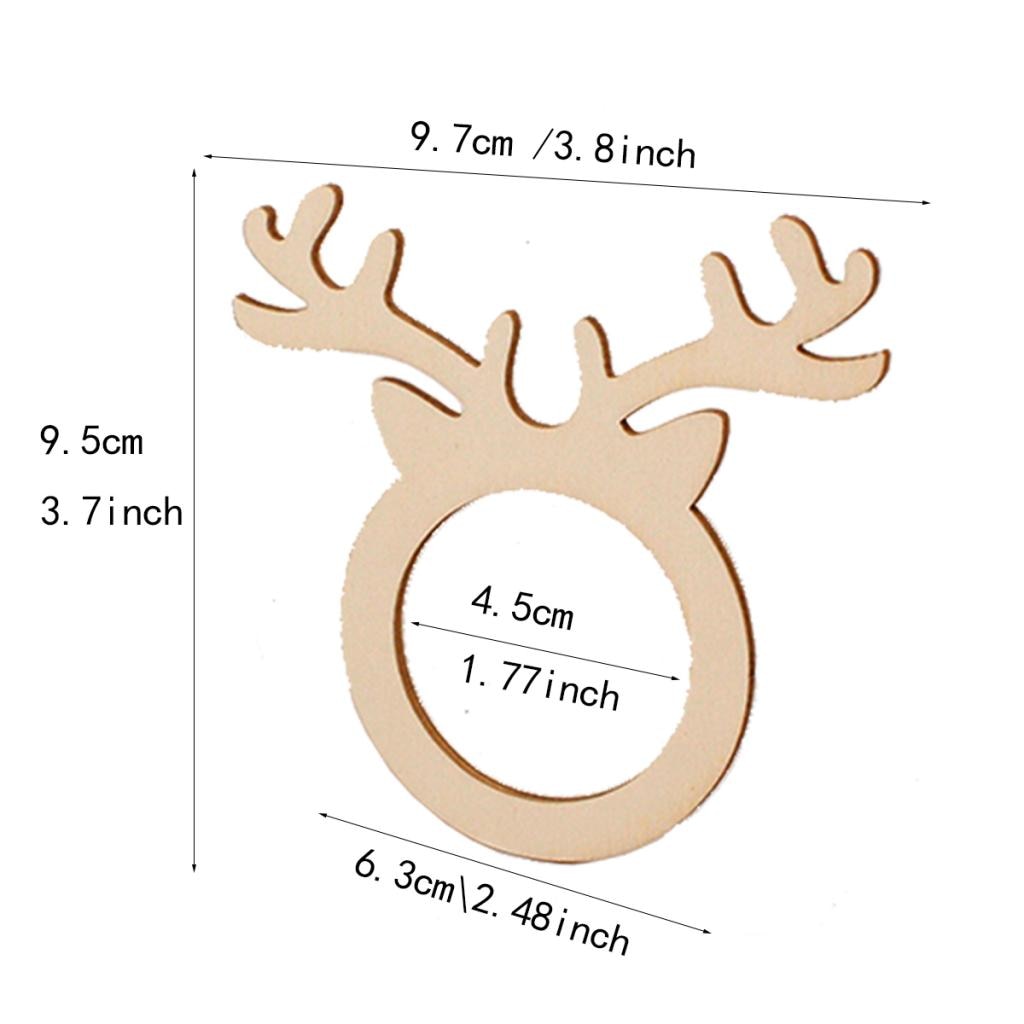 Wooden Napkin Rings Deer Design (10pcs)