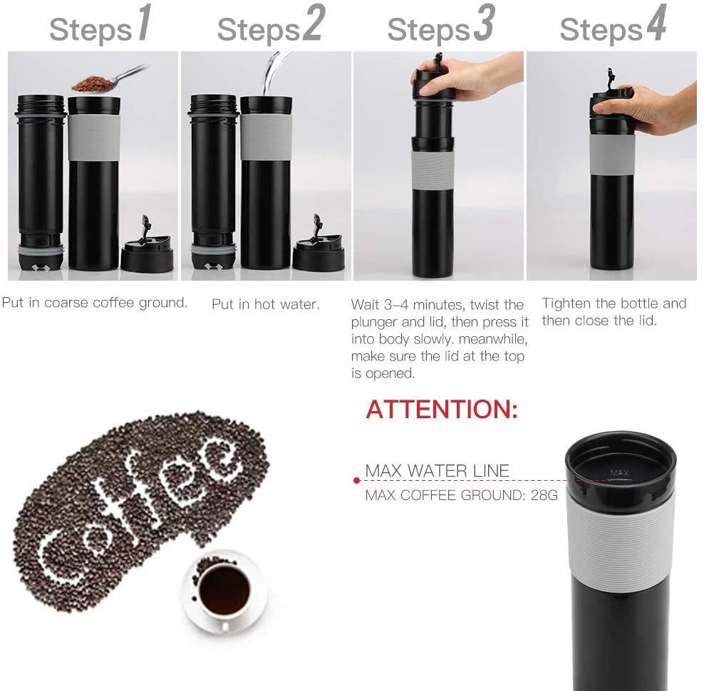 Travel Coffee Press Portable Bottle (2 pcs)