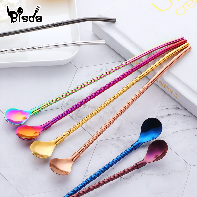 Spoon Straws Reusable Colored Spoons (2Pcs)
